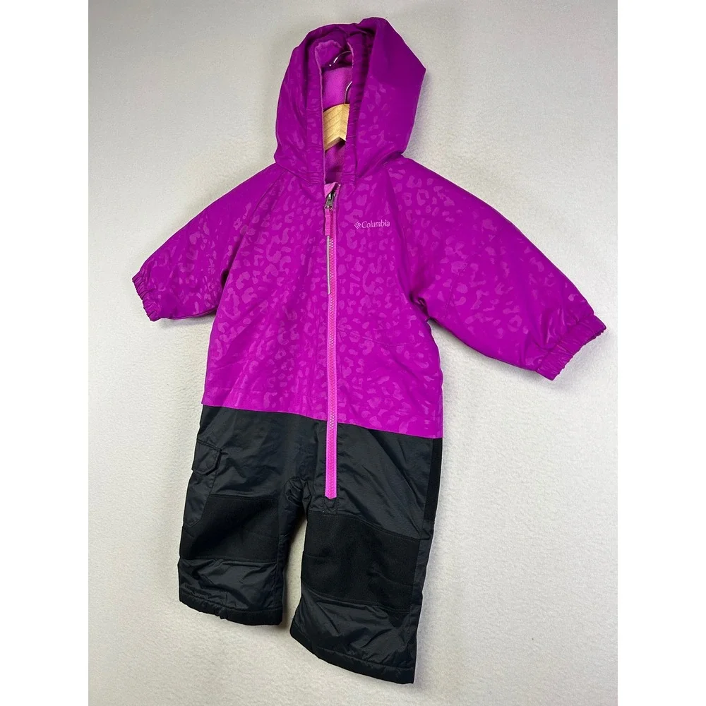 Winter Columbia Kids 6-12 Months‎ Purple Leopard Print Hooded Bunting Snow Suit